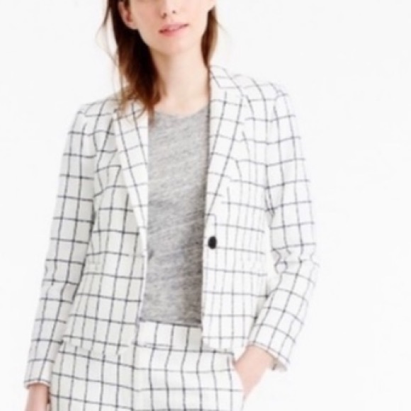 White and Black Windowpane J. Crew Blazer - Picture 2 of 9